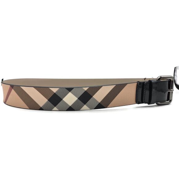 Burberry London Womens Nova Check Coated Belt Beige Leather Trim Size 36 90 main image 13